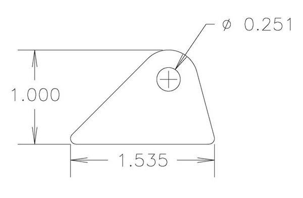 4130 1/8" THK, 1/4" HOLE, 11/16" HT, STRAIGHT CHASSIS TAB - QTY 20